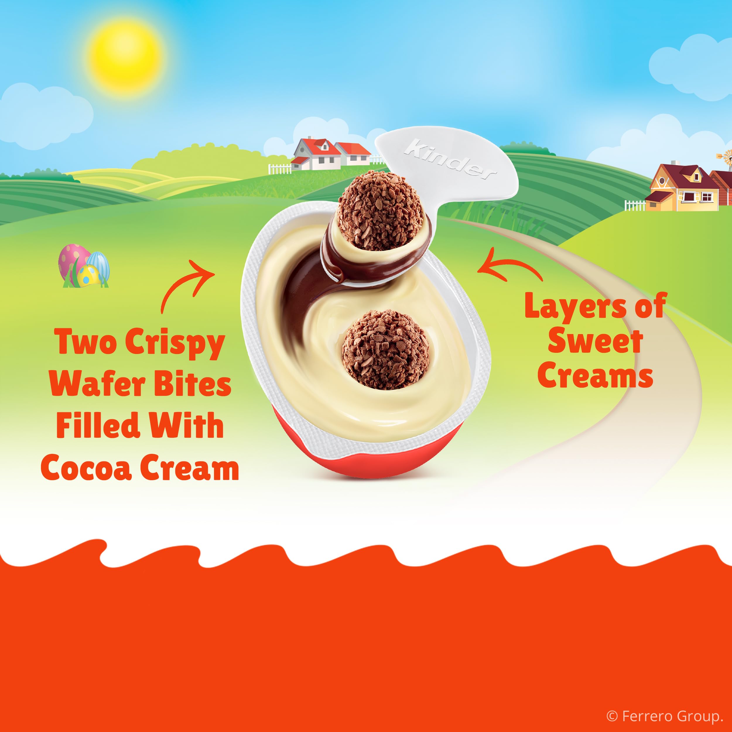 Kinder Joy treat egg packaging display six-pack convenient for gifting and sharing.