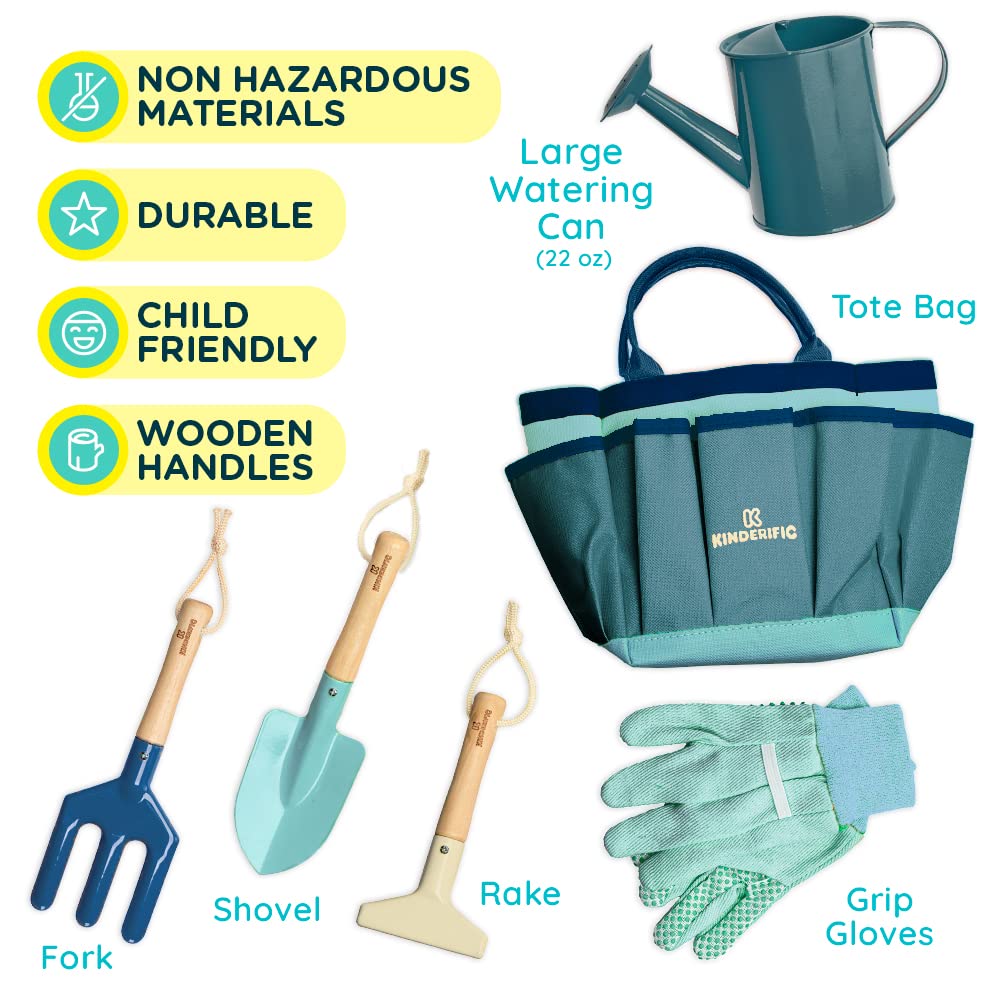 Kinderific gardening spade with wooden handle for safe digging