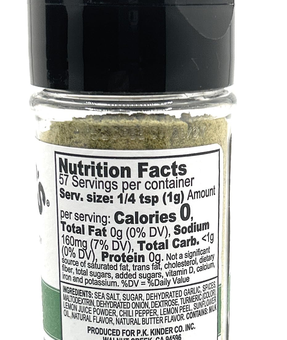 Kinder's Buttery Garlic & Herb shakers on counter for quick flavor on meals