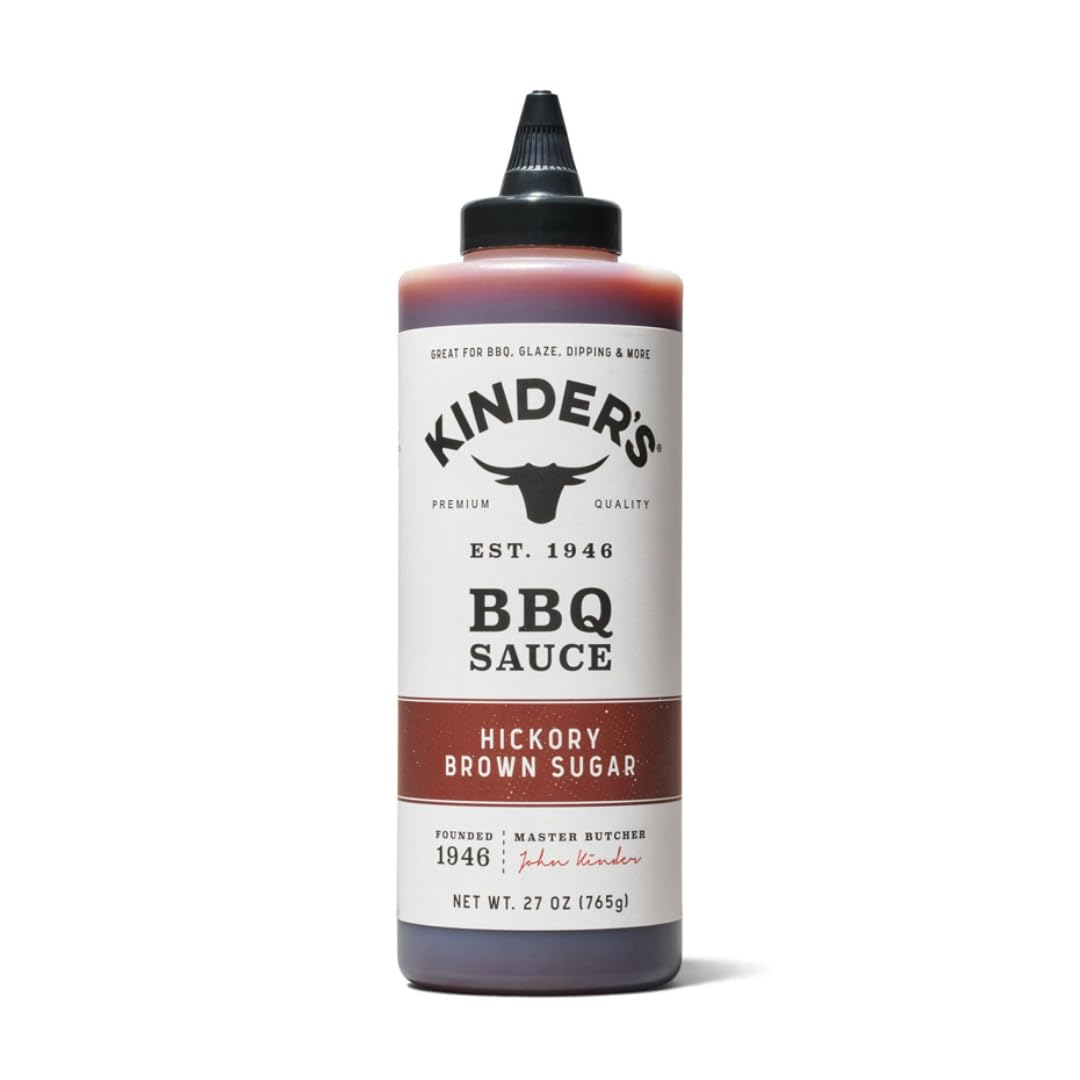 Kinder's Hickory Brown Sugar BBQ Sauce bottle ready for grilling and glazing