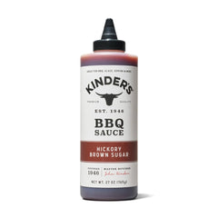 Kinder's Hickory Brown Sugar BBQ Sauce bottle ready for grilling and glazing
