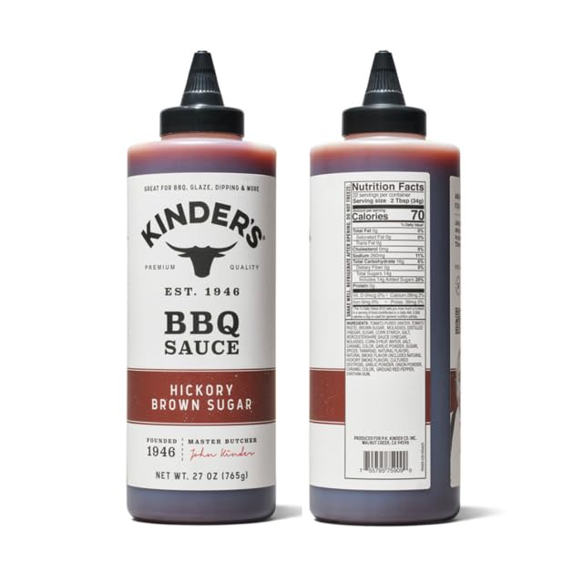 Glazed meat with Kinder's Hickory Brown Sugar BBQ Sauce shows a savory-sweet finish