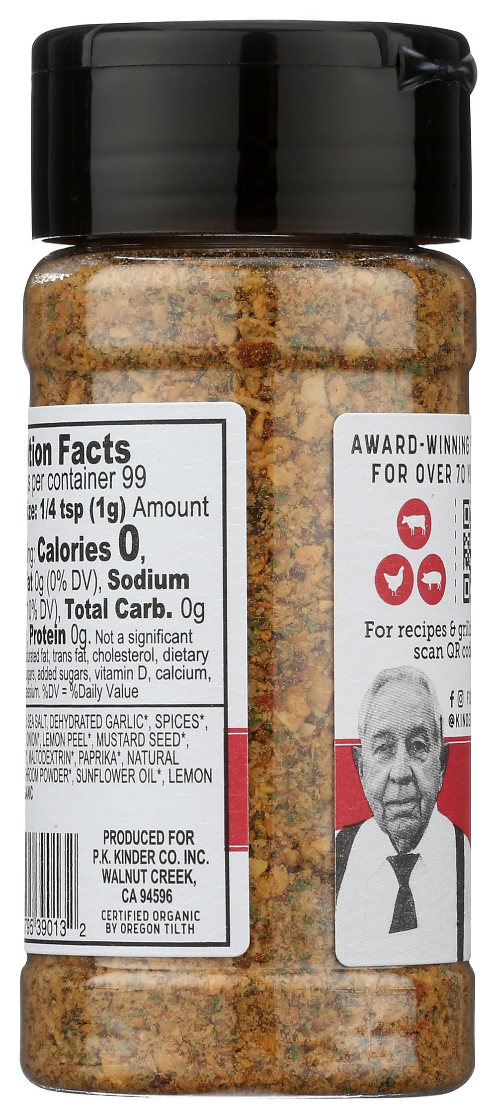Kinders Organic The Steak Blend Seasoning closeup grains highlights natural spices for even coating