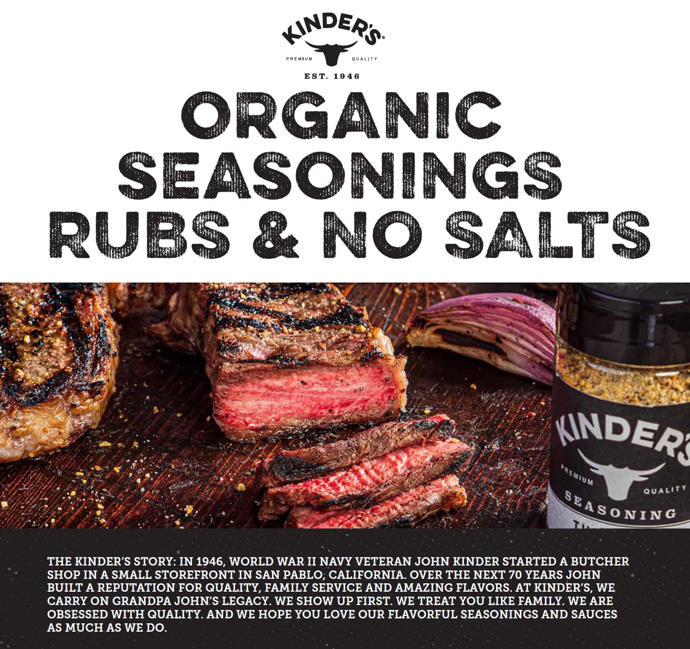 Kinder's Woodfired Garlic Rub seafood pairing with smoky profile