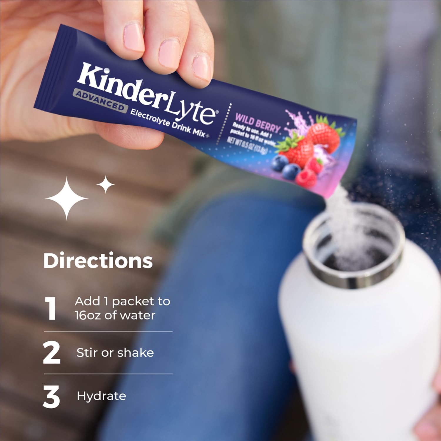 KinderLyte Non-GMO claim badge with natural ingredients
