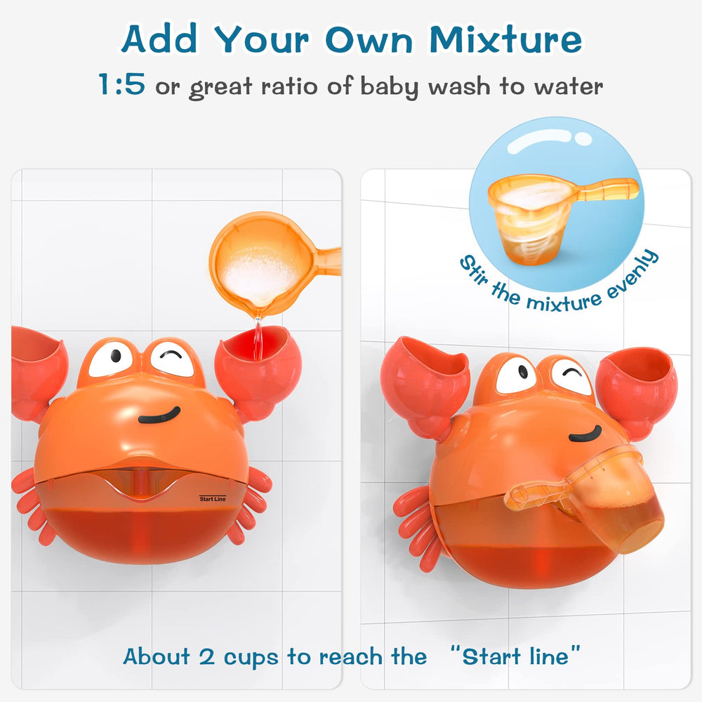 KINDIARY bath toy mixing container explains mixing ratio for a safer, consistent bubble experience.