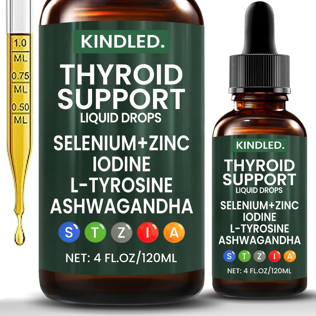 Kindled Thyroid Support Drops bottle on a clean surface for daily balance.