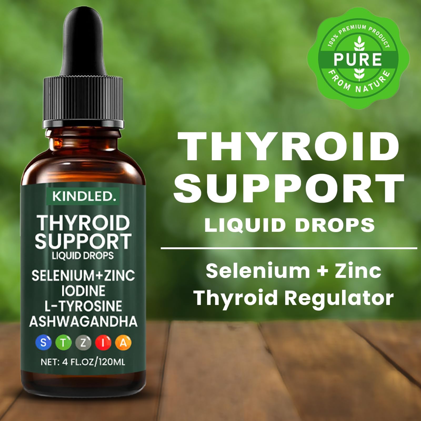 Kindled Thyroid Support Drops dropper dispensing a precise 4 ml dose for daily use.