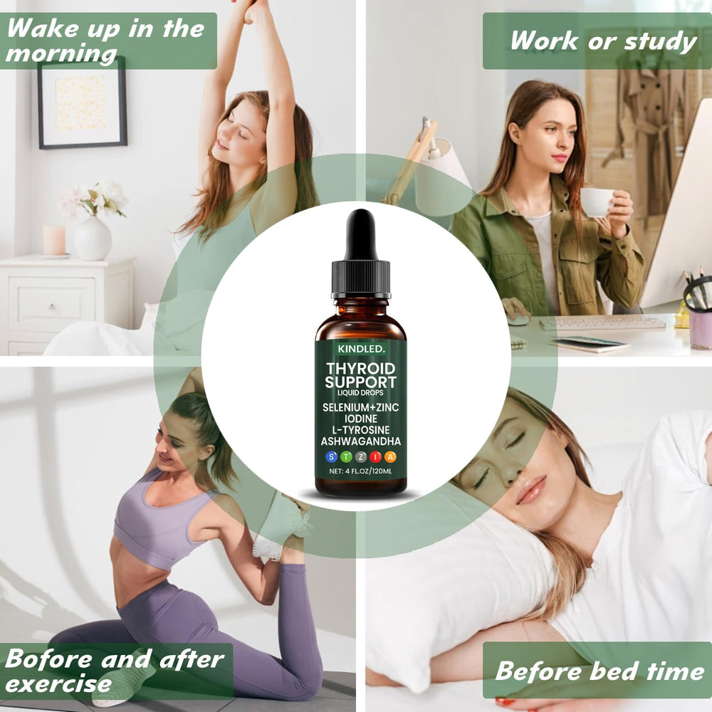 Ingredient label highlights iodine, zinc, selenium, and ashwagandha for balanced support.