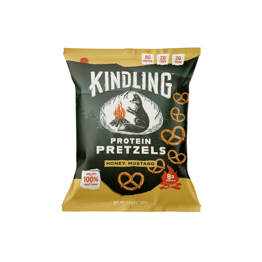 Kindling Protein Pretzels Honey Mustard high fiber content visual