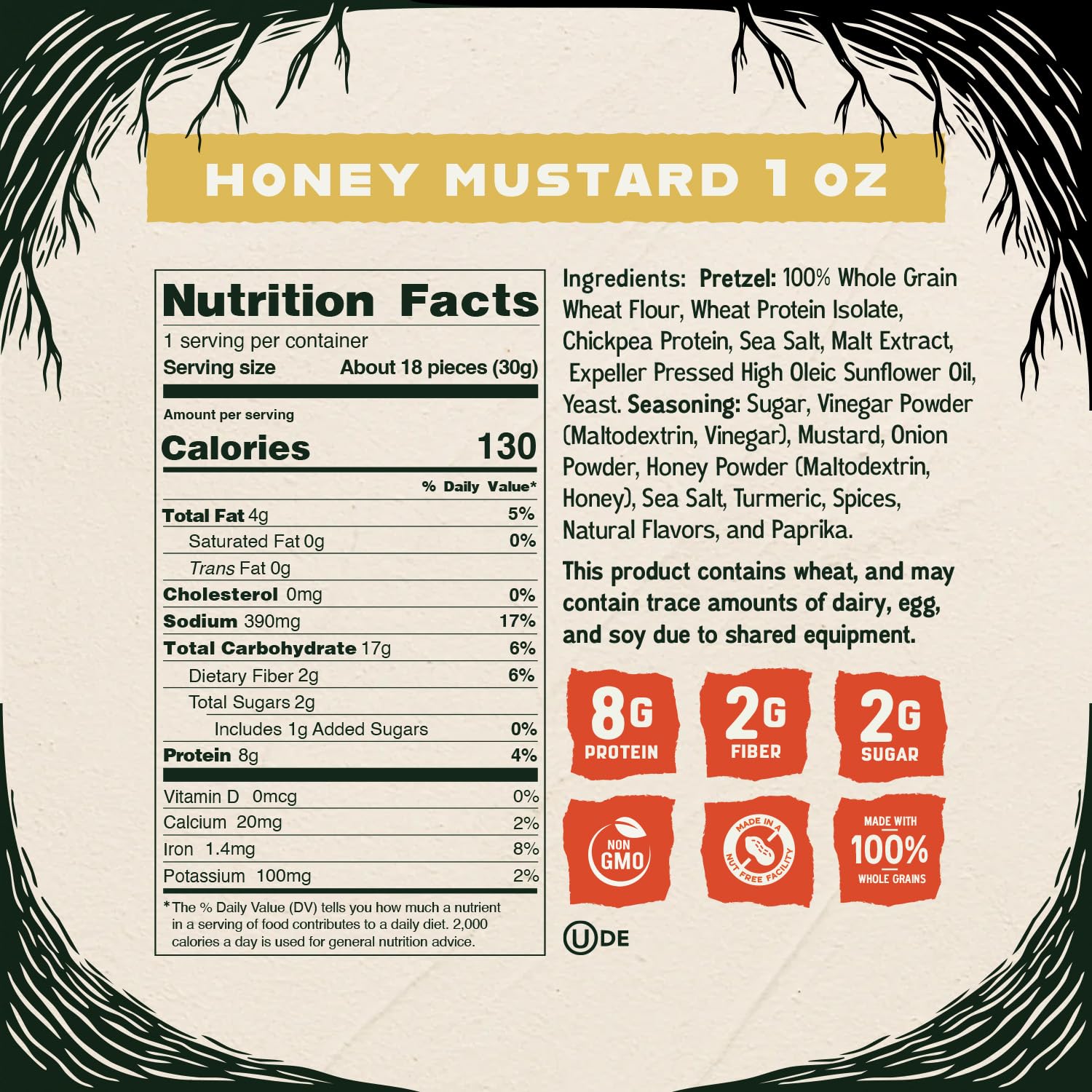 Close-up of Kindling Protein Pretzels Honey Mustard texture and flavor