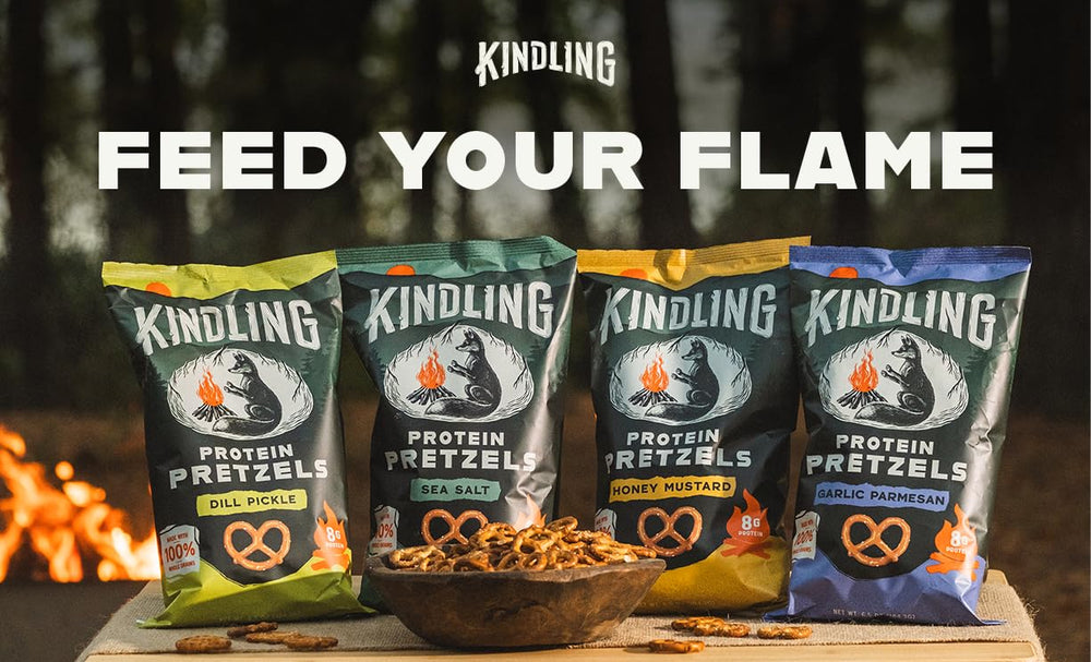 Kindling Protein Pretzels Variety Pack showcases all four bold flavors.