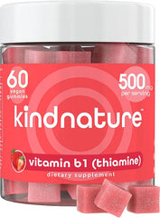 Kindnature Vitamin B1 Gummies packshot highlighting high potency for daily energy support.