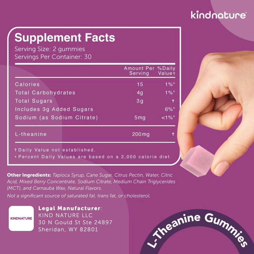 Kindnature L-Theanine Gummies non-drowsy calm without sedation