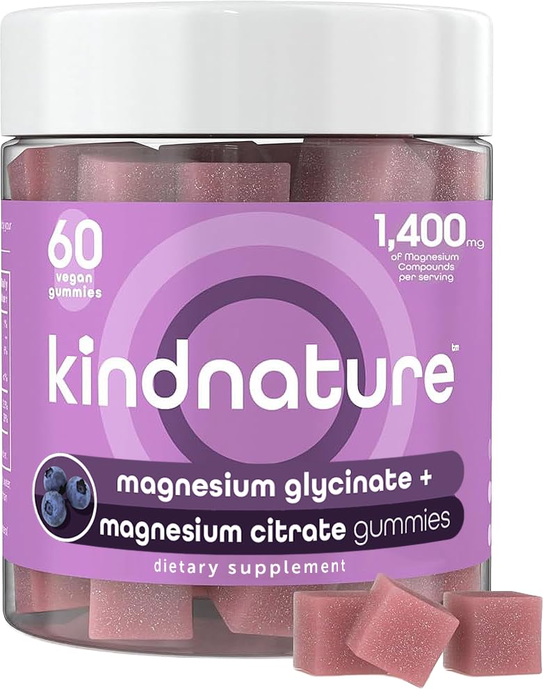 Kindnature magnesium gummies bottle front suggesting a nightly calm routine