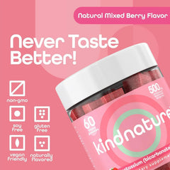 KINDNATURE Potassium Gummies packaging emphasizes vegan, non-GMO formulation