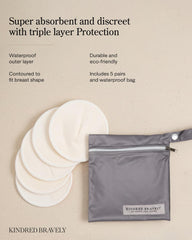 Kindred Bravely organic viscose inner layer, gentle on skin and breathable.