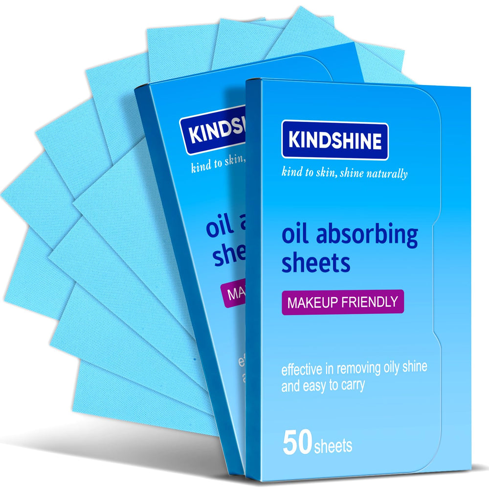 Kindshine Kineshine 100p blotting sheets close-up demonstrates strong oil absorption for shine control.