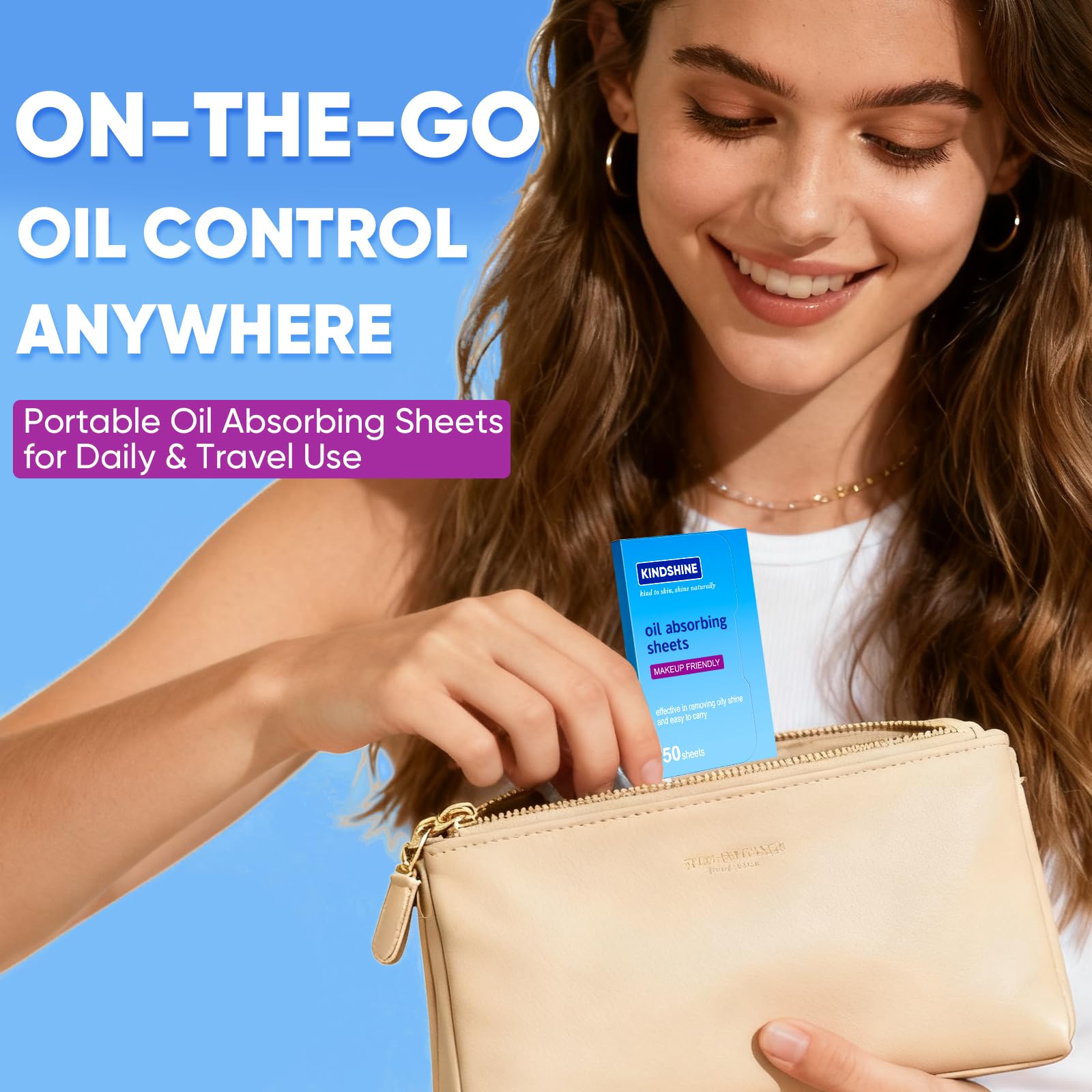 Kindshine Kineshine oil-absorption-demo shows rapid shine reduction during the day.