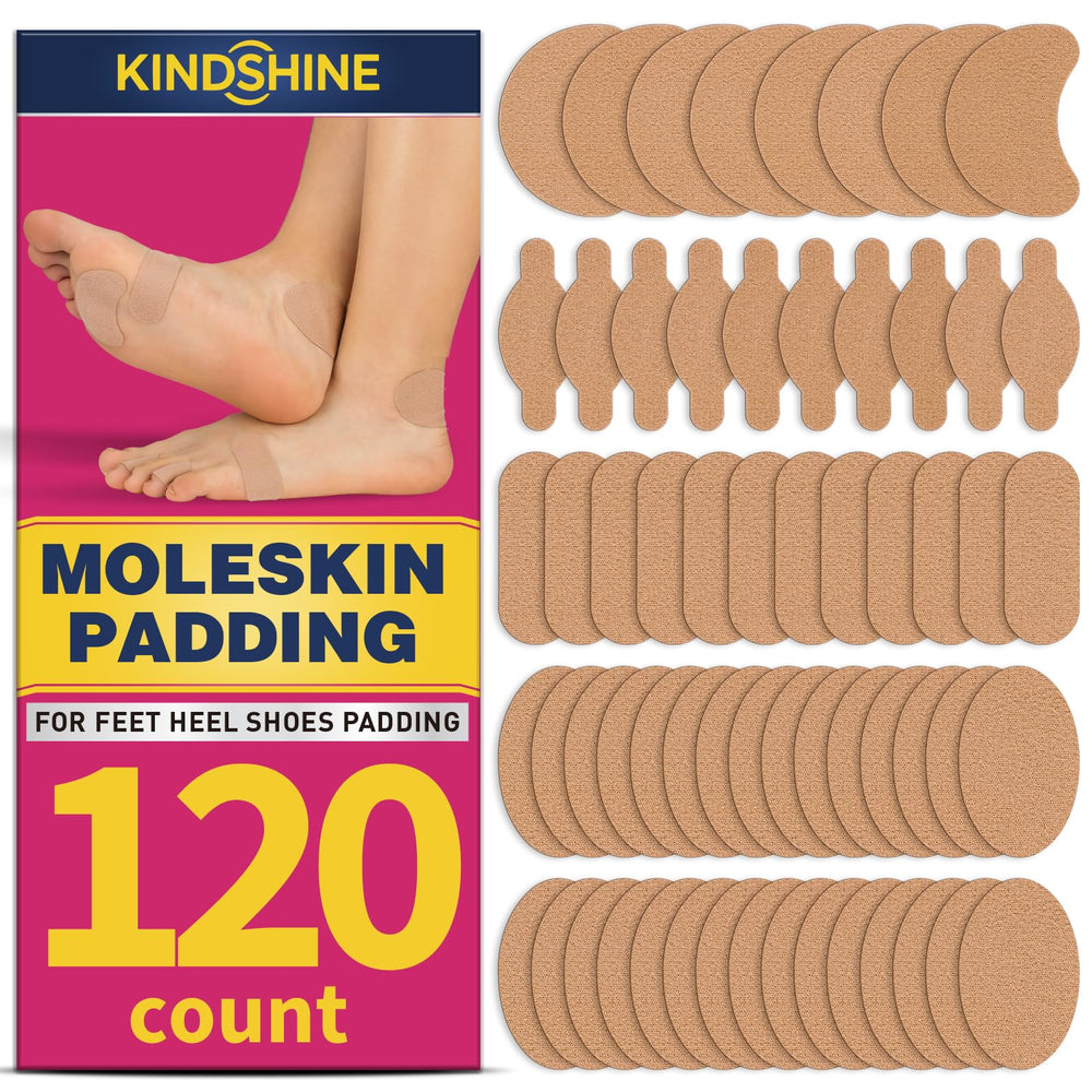 Kindshine moleskin strips with adhesive pads for heel blister prevention