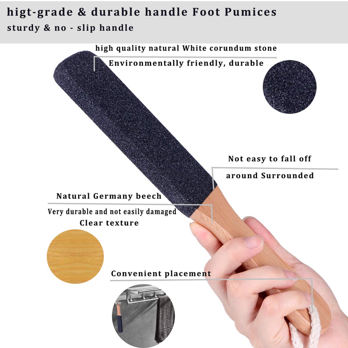 Ergonomic non-slip handle provides comfortable grip during foot care sessions.