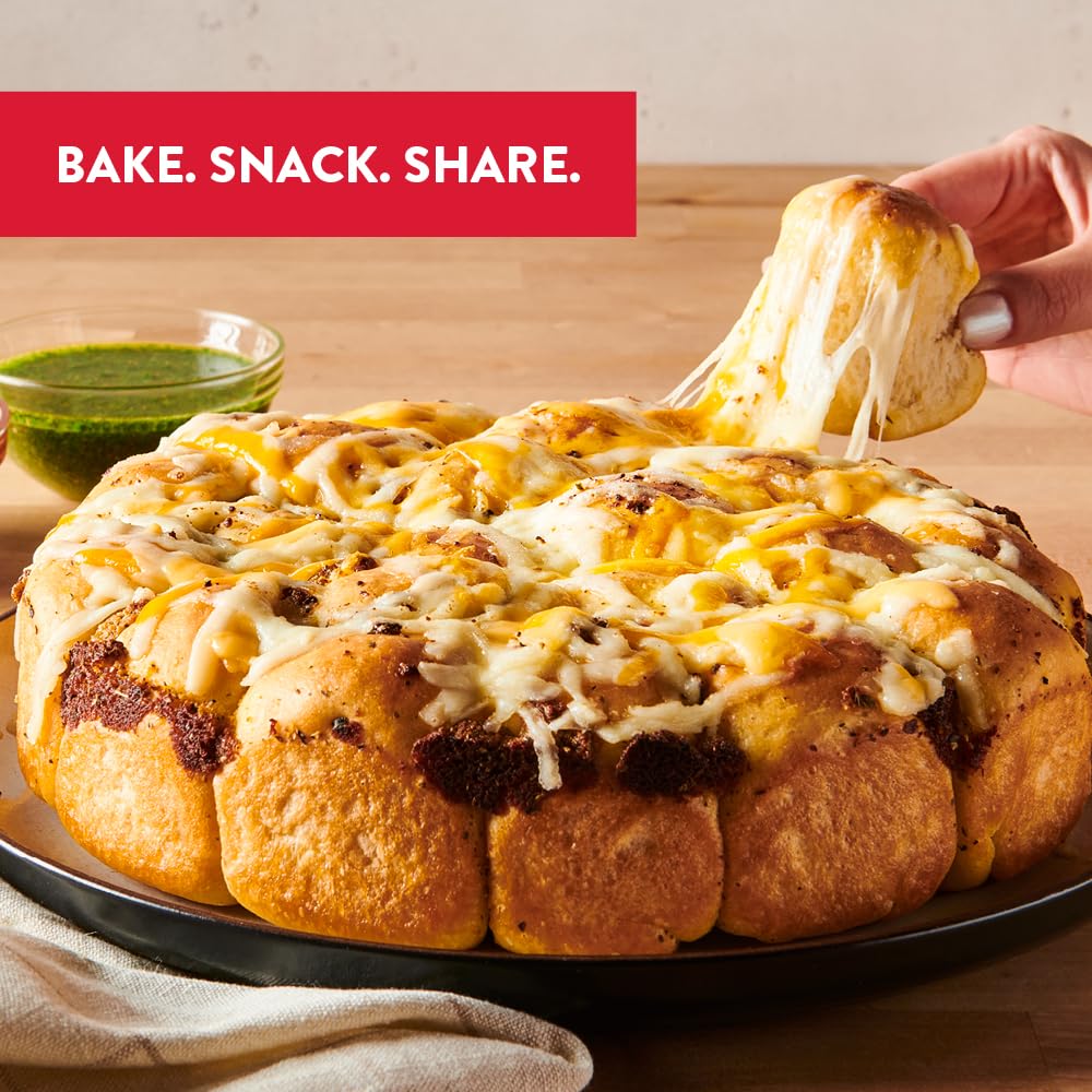 King Arthur pull-apart garlic bread kit on table ready to share