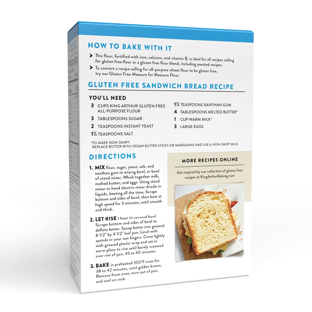 King Arthur gluten-free flour used to bake a golden, tender loaf.