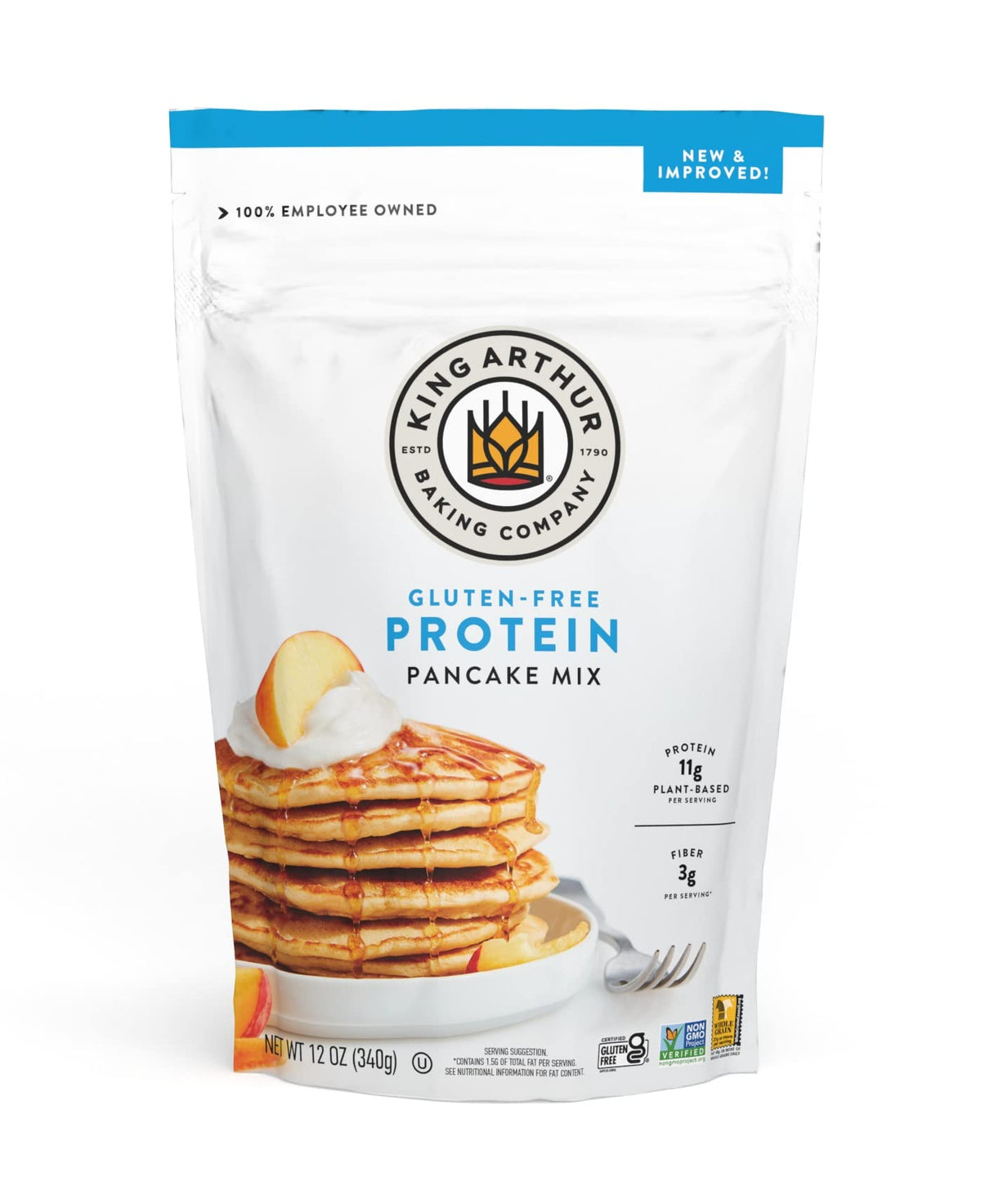 King Arthur Protein Pancake Mix poured for a quick, protein-rich breakfast