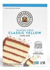 King Arthur gluten-free yellow cake mix box for easy, reliable baking