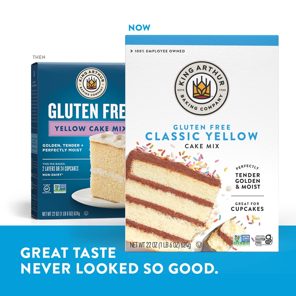 King Arthur gluten-free yellow cake mix yields 9x13 sheet cake
