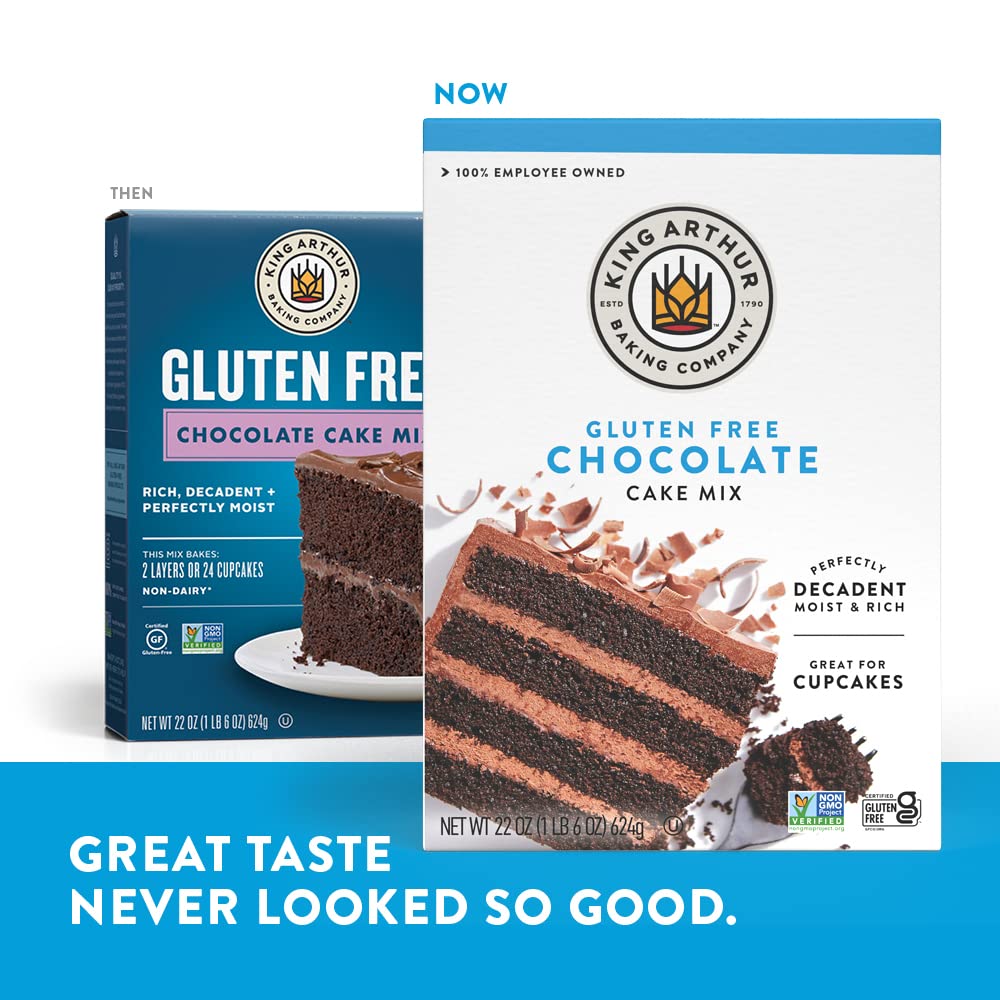 Close-up of moist chocolate crumb from King Arthur gluten-free cake mix.