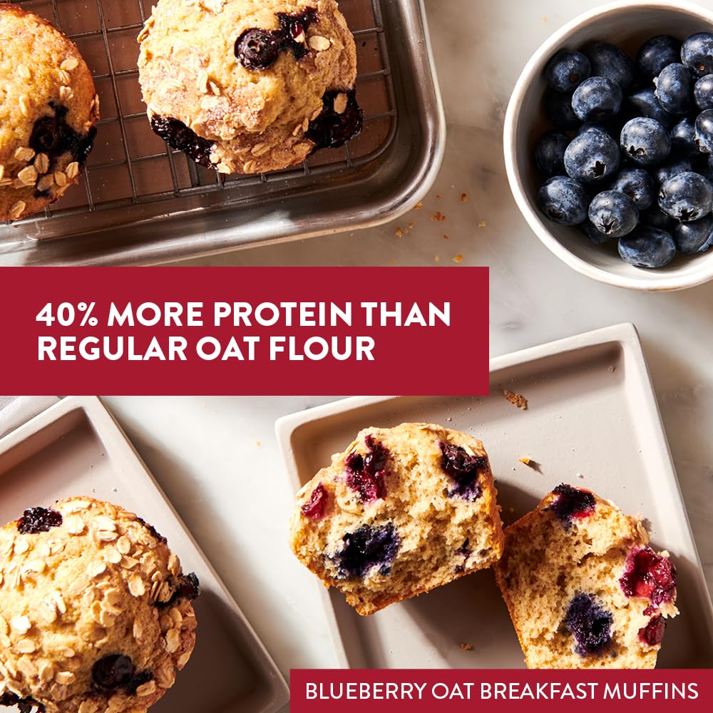 King Arthur oat flour label highlights gluten-free whole grain and sustainability