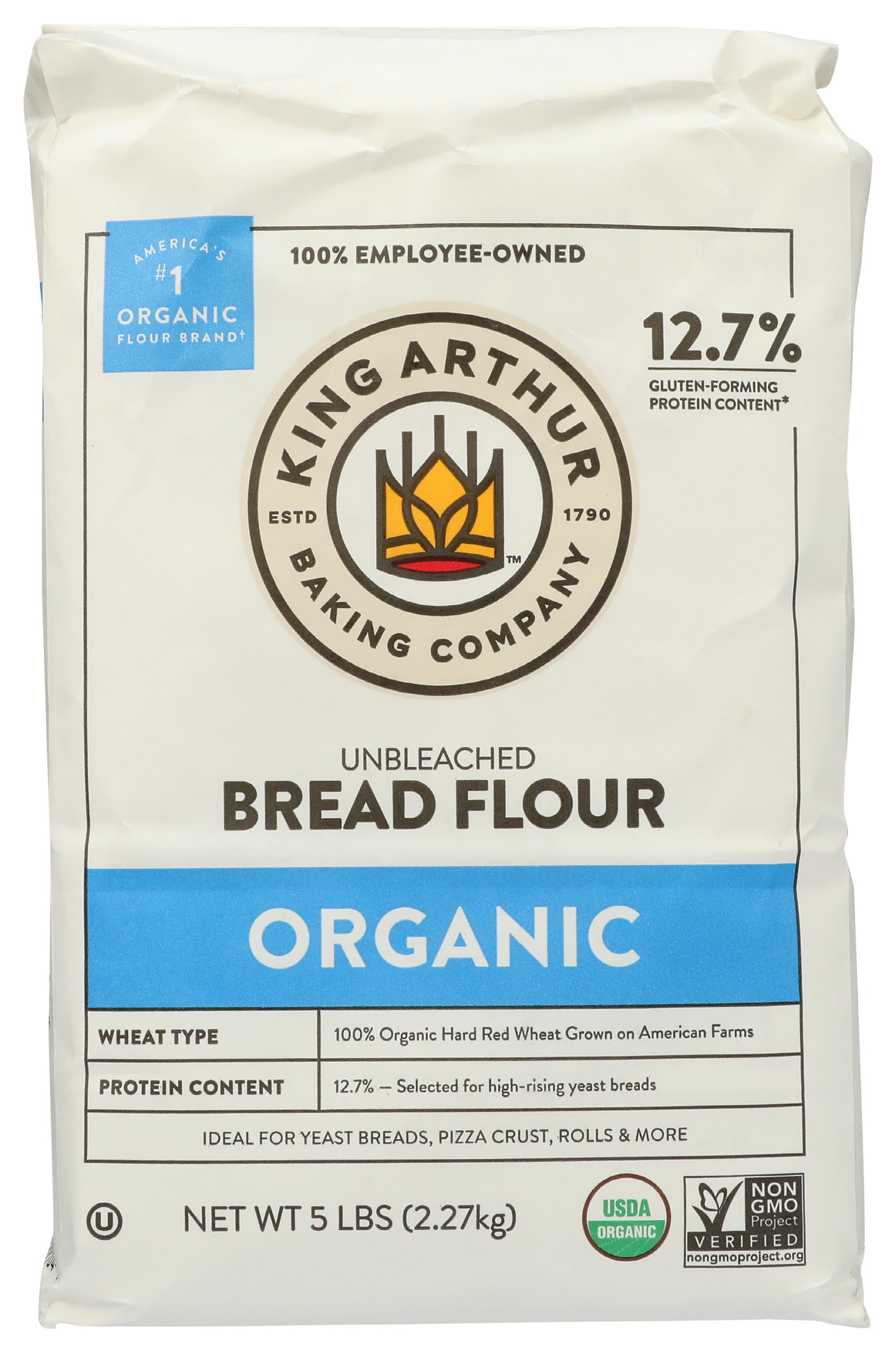 King Arthur Organic Bread Flour 5 lb bag for versatile baking