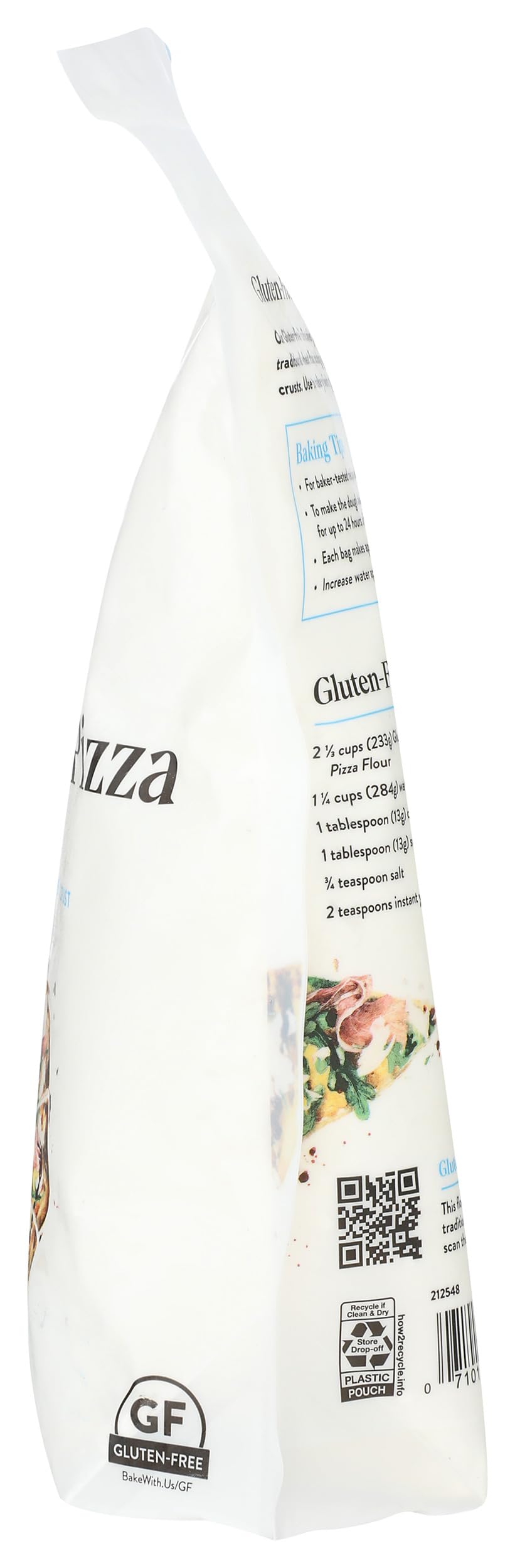 King Arthur pizza flour ingredients label highlights sorghum flour and starch blend
