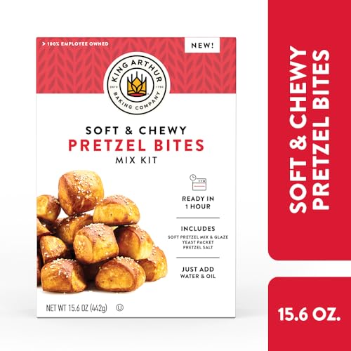King Arthur pretzel bites dough stage with water and oil added for easy prep