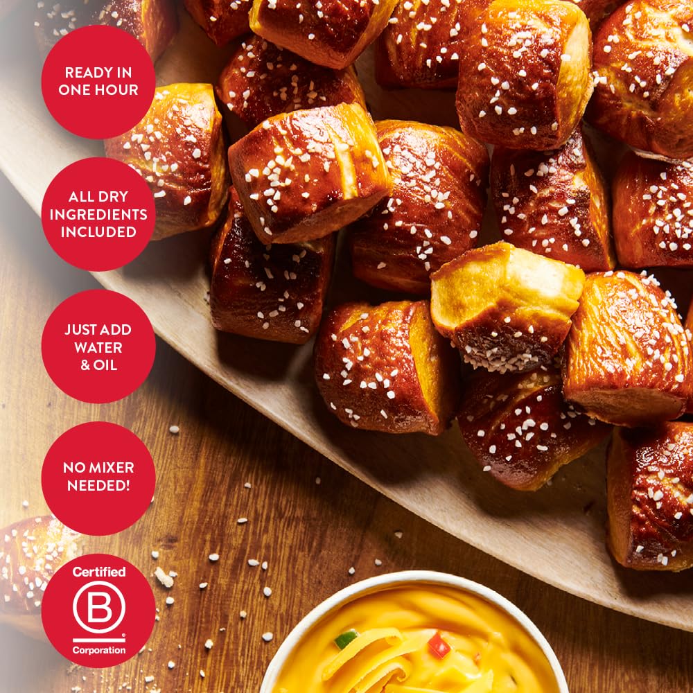 King Arthur pretzel bites arranged on baking sheet, ready to bake into warm snacks