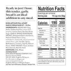 King Arthur yeast packet and dry ingredients for garlic bread