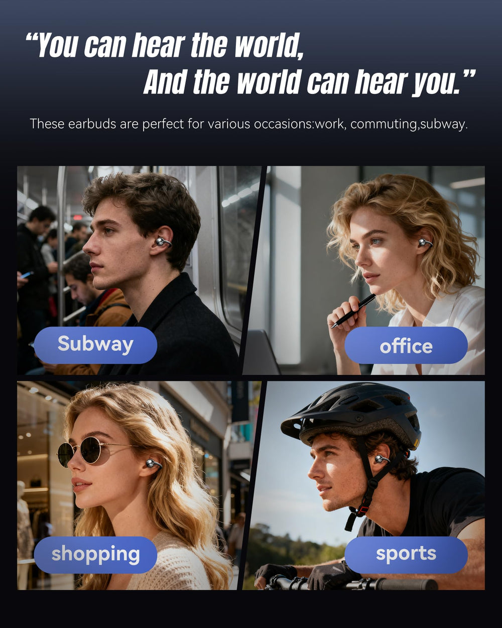 Glasses-friendly clip stays secure during workouts.
