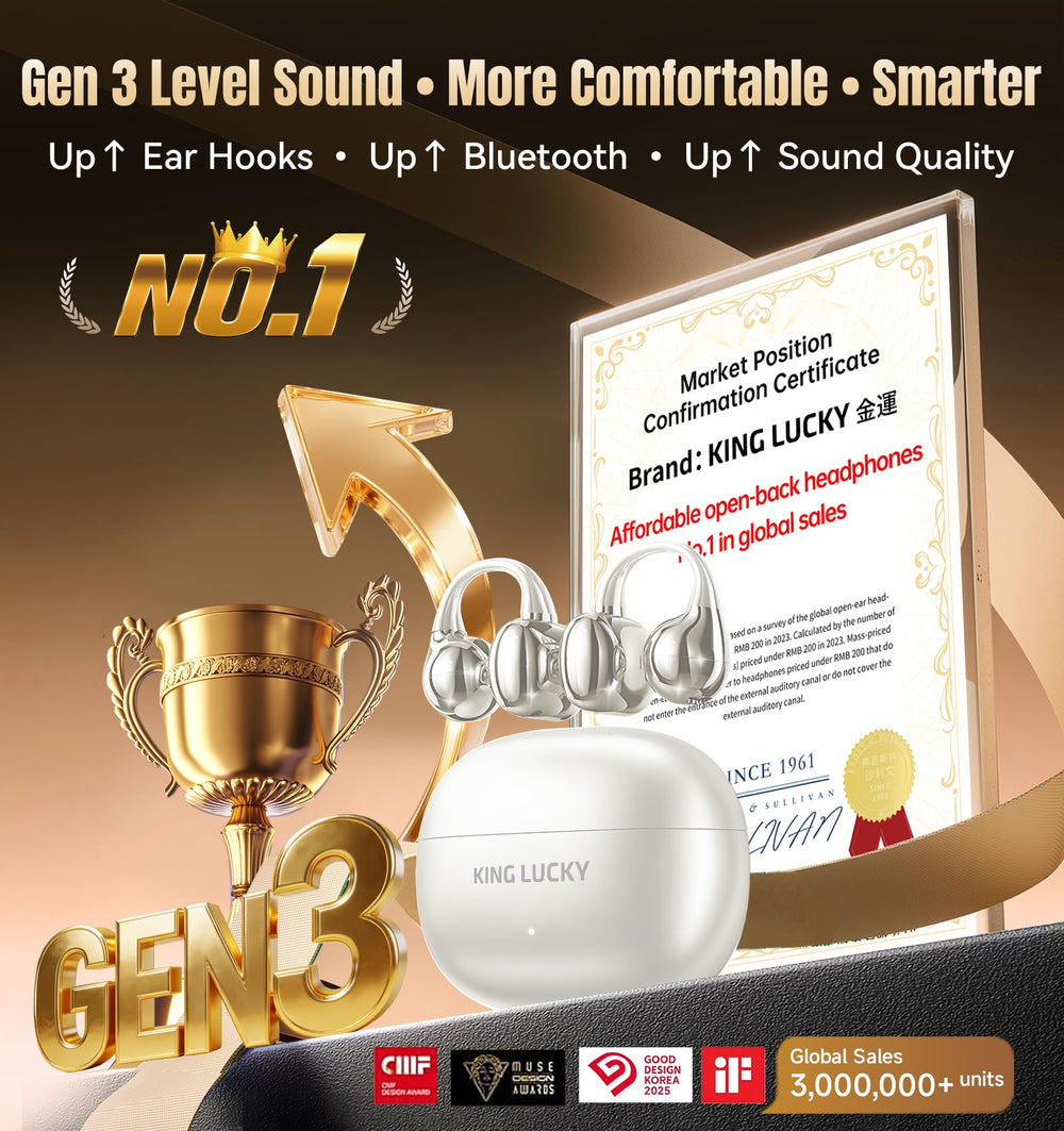 King Lucky Gen 3 long slim ear-hooks ensure secure fit during workouts