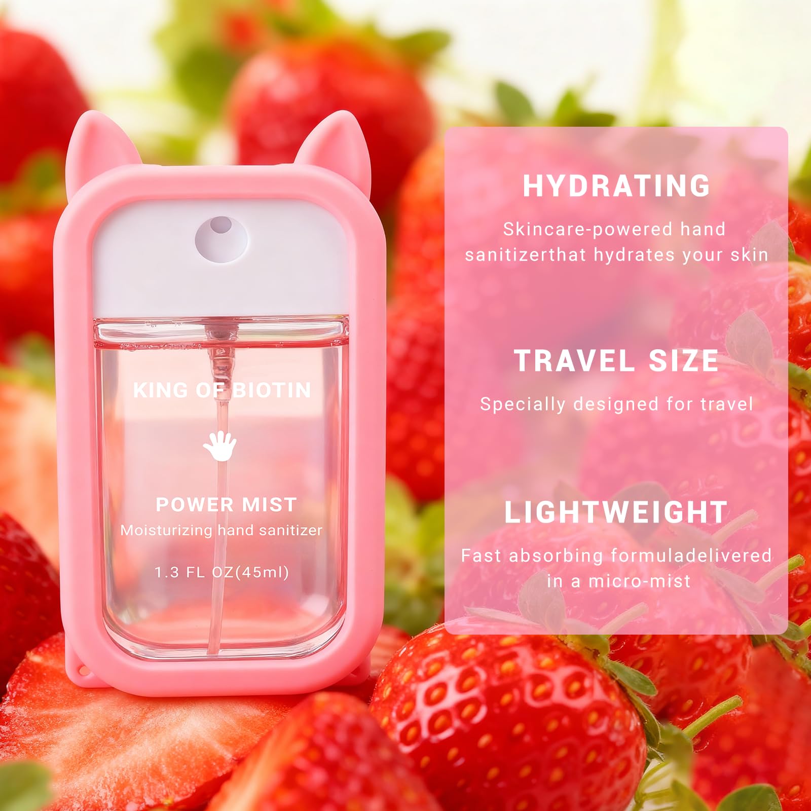 King of Biotin travel-size bottle fits purses and pockets conveniently.
