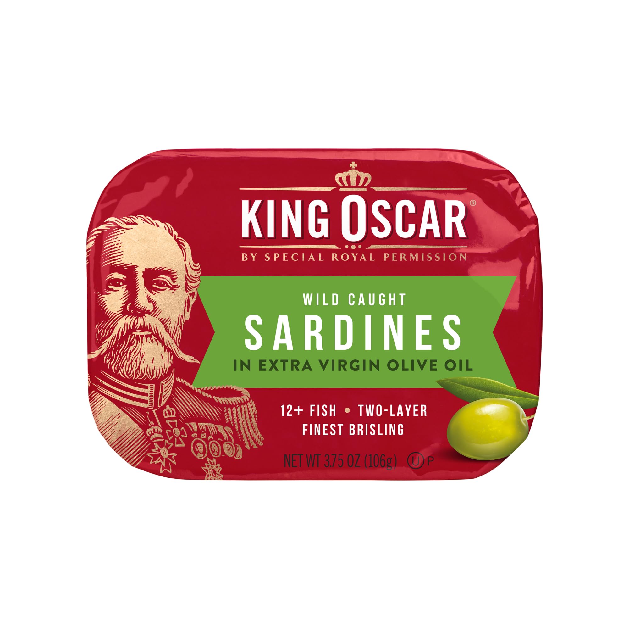 King Oscar authentic wood-smoked sardines in olive oil.