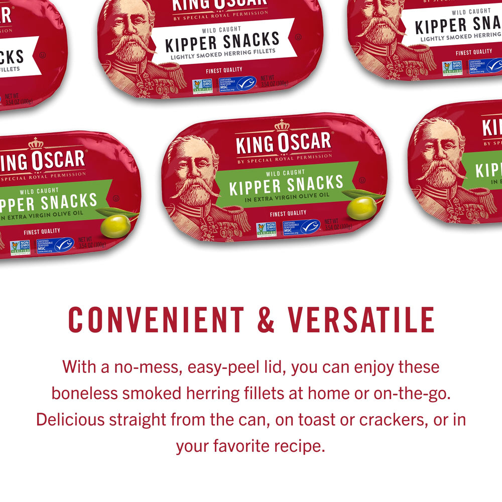 King Oscar Kipper Snacks bulk 12-pack, ideal for stocking a healthy pantry.