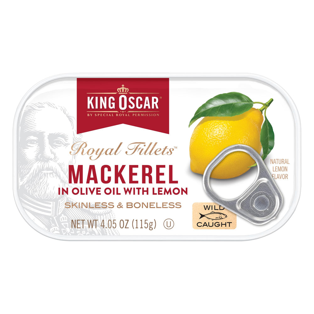 North Atlantic wild-caught King Oscar mackerel, milder flavor.