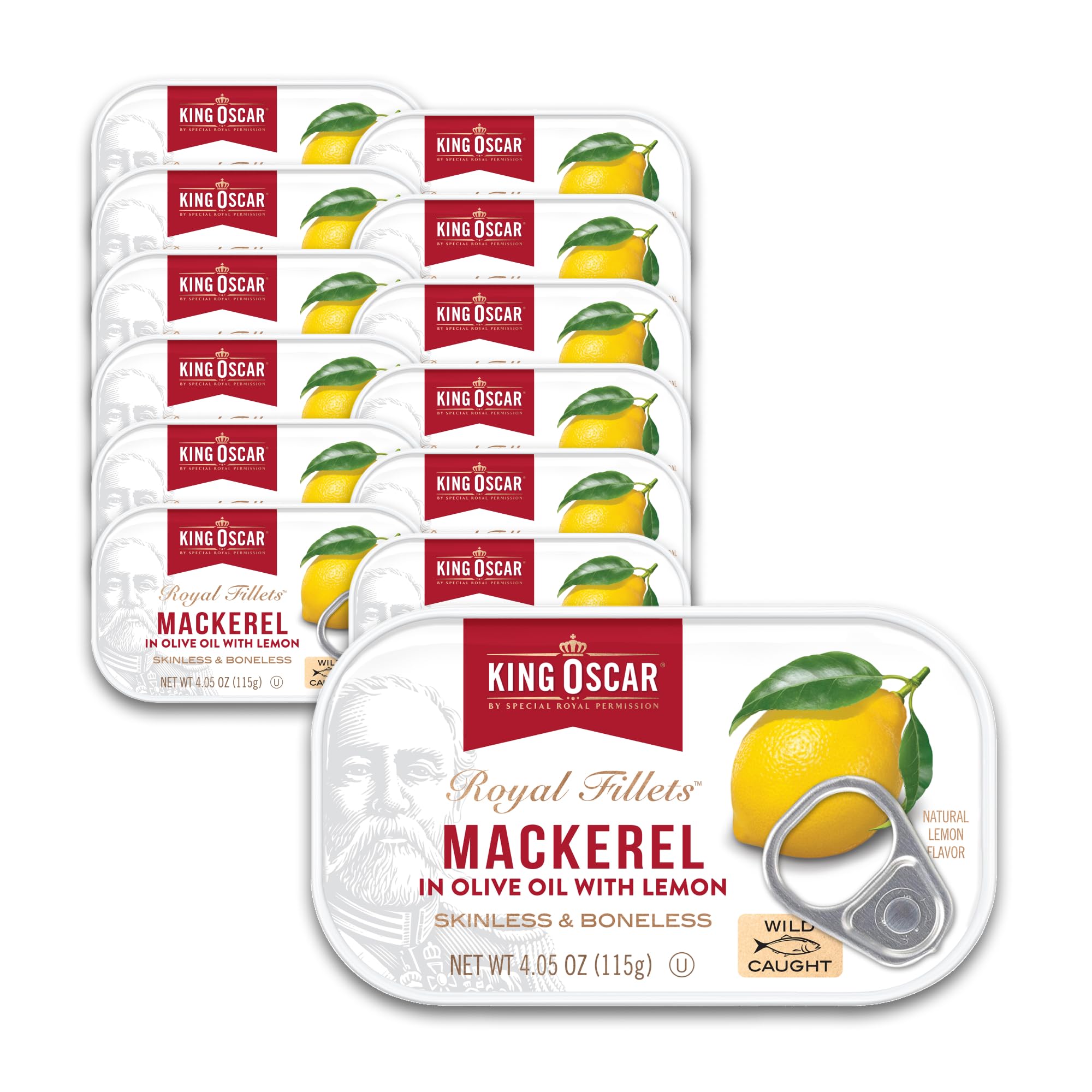 King Oscar mackerel in olive oil with lemon can, ready for quick meals.
