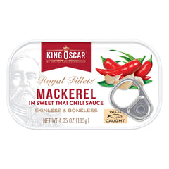 Wild-caught North Atlantic mackerel with milder flavor and smooth texture