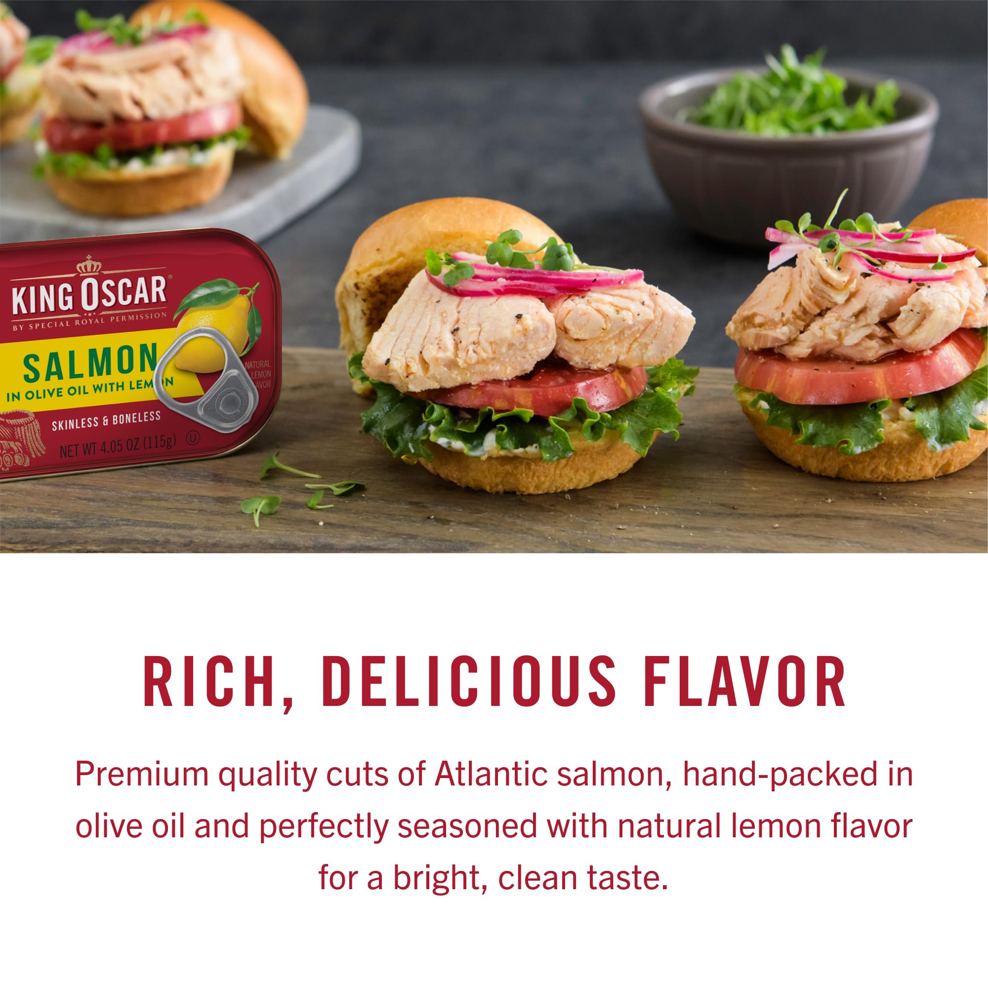 King Oscar salmon served on salad demonstrates versatility for quick lunches
