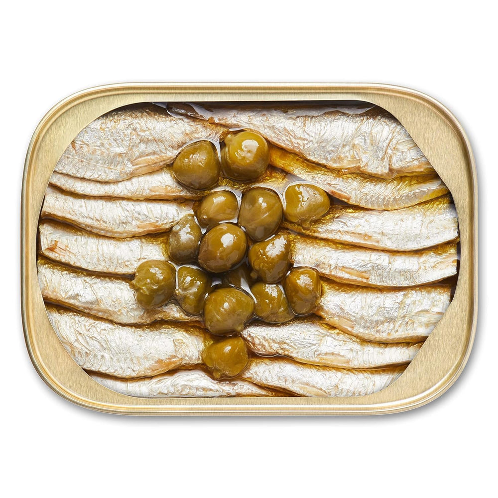 King Oscar small brisling sardines in a wooden-style exterior package.