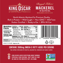 King Oscar skinless boneless mackerel Mediterranean style can ideal for salads