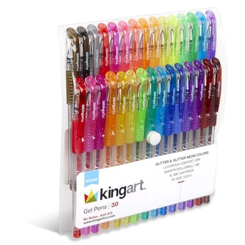 KingArt Glitter Rollerball Gel Pens journaling page with glitter detail