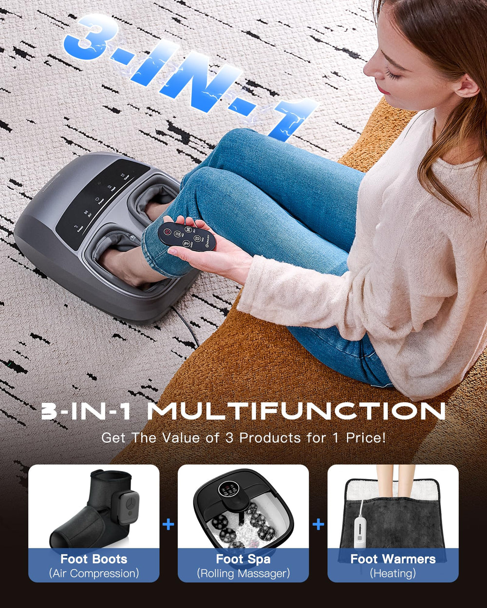 KINGJOY Foot Massager compact design fits in home or office spaces.